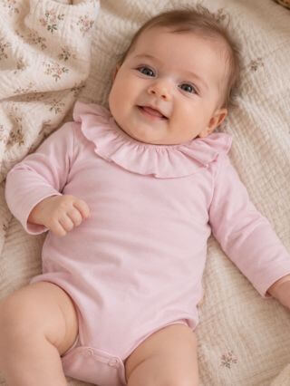 Bodysuit with ruffles and long sleeves