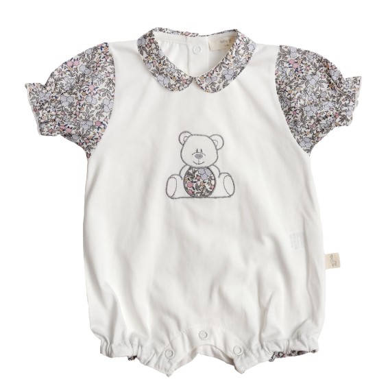 Teddy Bear Pearl Cotton Romper