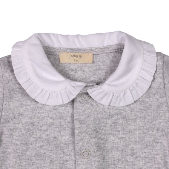 Cotton Bodysuit W/ Frilly Collar
