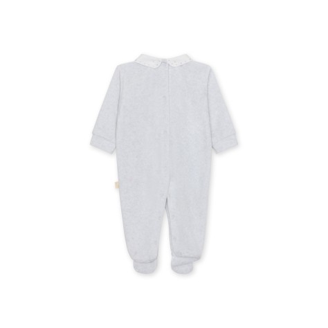 Velour Babygrow W/ Piqué Collar